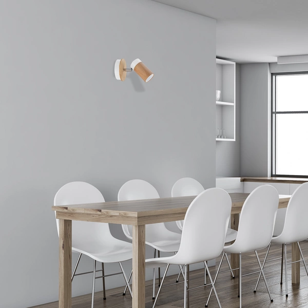 Kinkiet nowoczesny z drewna BARON biały