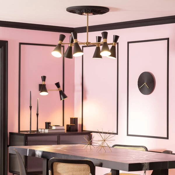 Lampa Sufitowa Żyrandol Czarno Złoty 75cm Abruzzo Salvatore 6xE27