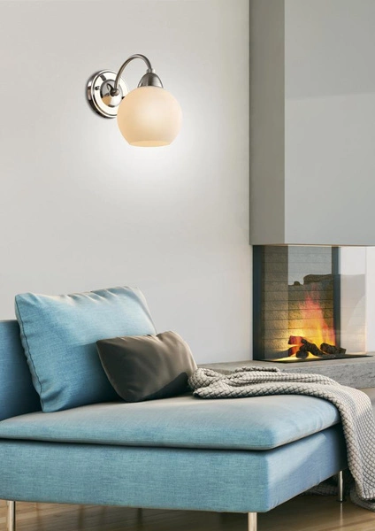 Kinkiet TOBAGO 21-25487 satynowy z mlecznym kloszem 1x60W E27