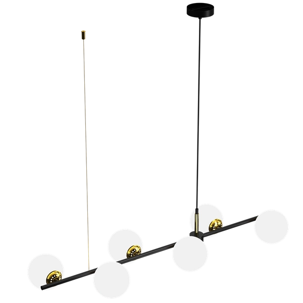 Lampa wisząca POP, MLP7845, czarny/złoty/biały, 6x40W E14
