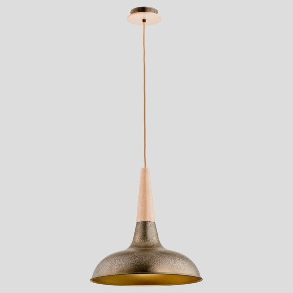 Lampa wisząca zwis DORO drewno/złoty śr. 39,5cm