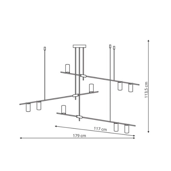 Nowoczesna lampa wisząca ARIZONA 9, czarny/złoty, 9x40W GU10