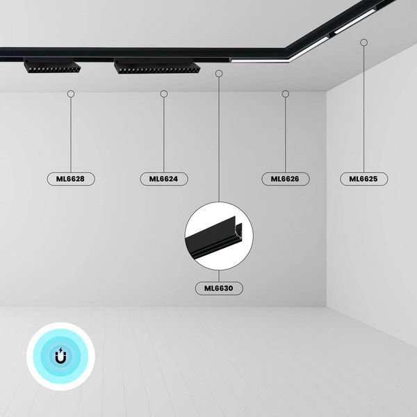 Szyna natynkowa do systemu MAGNETIC TRACK, 200 cm, ML9649