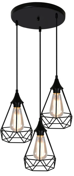 Lampa wisząca GRAF 33-62918 czarna 3x60W E27