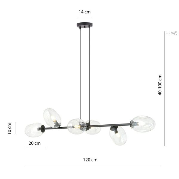Lampa sufitowa Emibig PANDORA 6 BL TRANSPARENT 1262/6