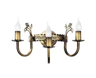 Klasyczny Kinkiet KORONA wys. 25cm 3xE14 11W IP20 | Mosiądz patynowany