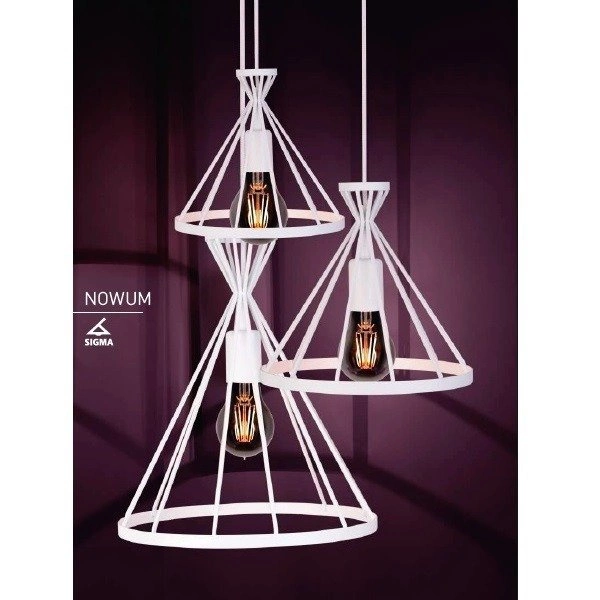 Lampa wisząca NOWUM biała druciany stożek 31cm