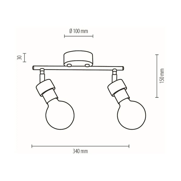 Lampa Sufitowa Marjolaine 2xE27 Max.25W Dąb Olejowany/Czarny Metal 2831204