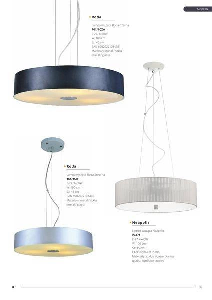 Lampa wisząca nad stół RODA srebrna śr 45cm