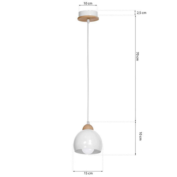 Lampa wisząca nowoczesna zwis kula DAMA I biały śr. 15cm