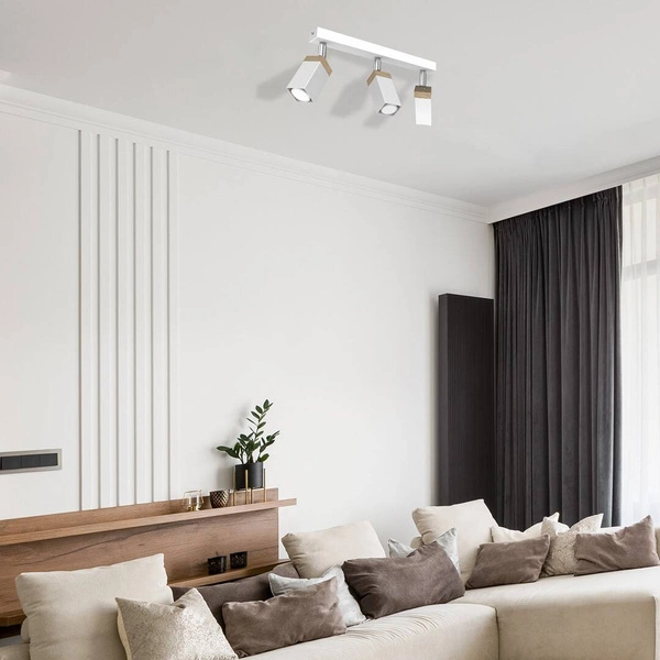 Lampa sufitowa SOLO, MLP7479, przecierany biały/drewno patynowane, 3x5W mini GU10