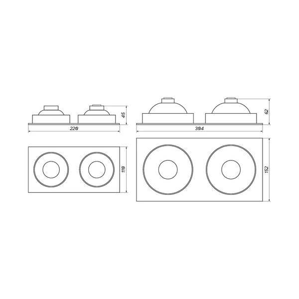 Downlight do zabudowy STILLO SQ DUE