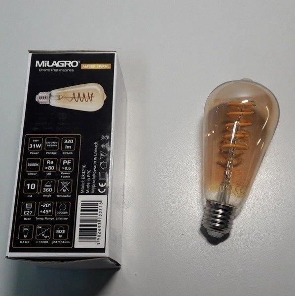 Żarówka FILAMENT LED ST64 E27 4W ciepła 3000K łezka spirala gold