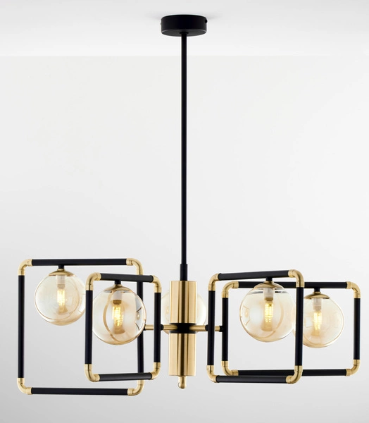 Nowoczesny Żyrandol IBRA wys. 82cm 5xG9 14W IP20 | Złoty