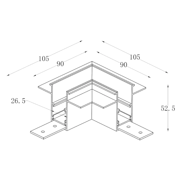 Łącznik LV 90 bezramkowy TYP C + łamany 897959 | czarny