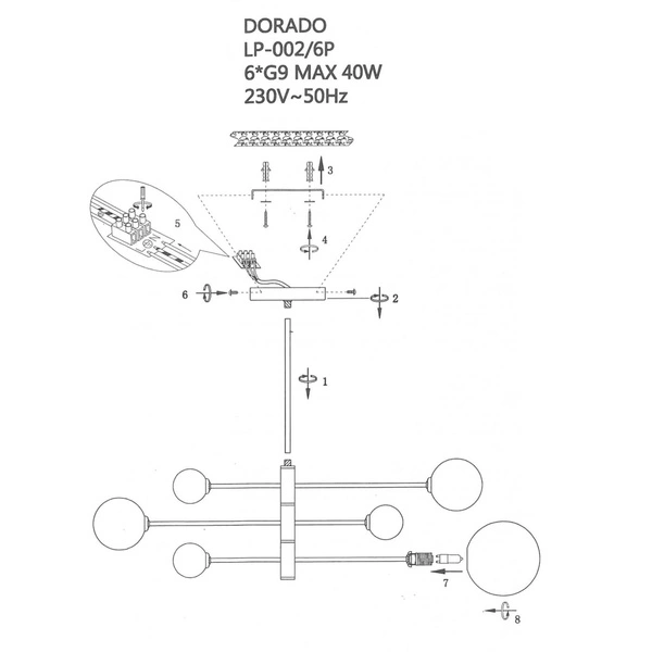 Lampa wisząca DORADO 6 | czarna