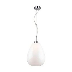 Lampa wisząca Piro 1xE27 maks. 60W chromowany metal/przezroczysty kabel PVC/białe szkło 9824028