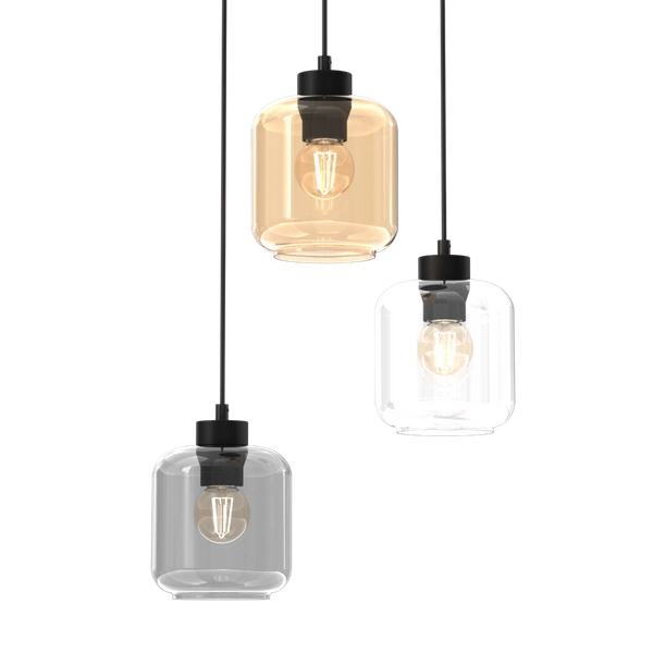 Lampa wisząca SOMBRA MIX, MLP8369, czarna z kolorowymi kloszami, 3x60W E27