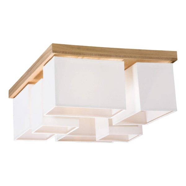 Lampa Sufitowa Paloma 6xE27 Max.25W Dąb Olejowany/Klosz z Białej Tkaniny 2452674