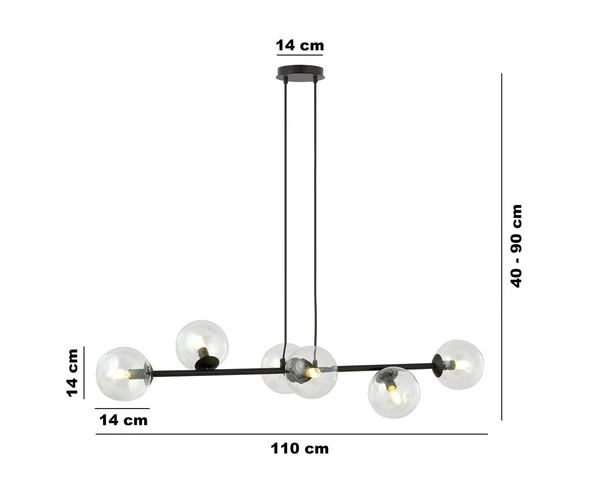 Lampa wisząca Emibig ROSSI 6 BL TRANSPARENT 874/6