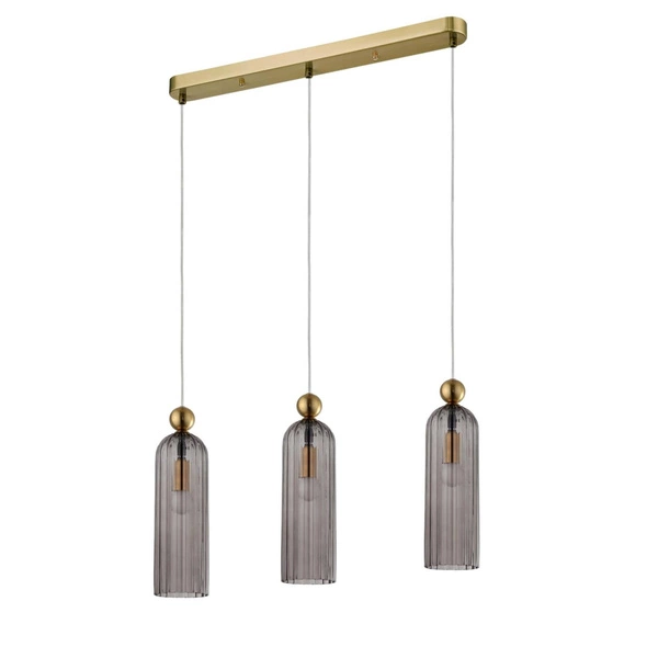 Lampa wisząca Piega 3, złoty/dymiony, 3x40W E14