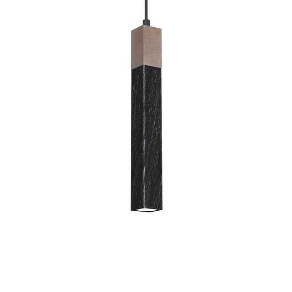 Lampa wisząca SOLO, MLP7469, przecierany czarny/drewno patynowane, 1x5W mini GU10