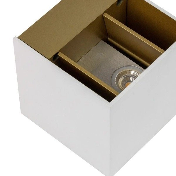 Kinkiet CUBE BIAŁO - ZŁOTY sześcian 10cm