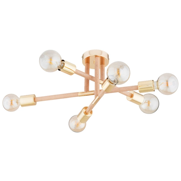 Lampa sufitowa ALFA OTELLO DREWNIANA & ZŁOTA 6xE27 60cm | 63277
