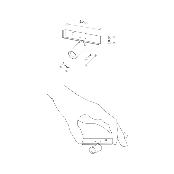 SPOT LED 1W 3000K 65lm szer.5.7cm wys.3.8cm do szynoprzewodów NANO-LVM | Czarny 11712