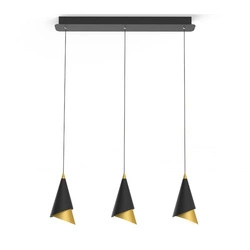 Lampa wisząca Raalto dł. 69,9cm 21W 3xLED ciepła biel 3000K | czarny/złoty