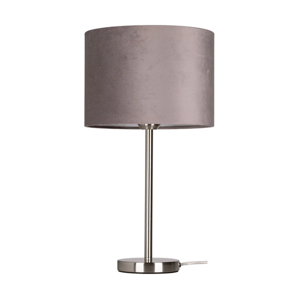 Lampa Stołowa Scarlett 1xE27 Maks. 40W Metal Satynowy/Przezroczysty Kabel PCV/Szary Aksamitny Klosz 7752027