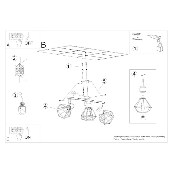 Lampa sufitowa ARTEMIS 3, biały/chrom, 3x40W E14, SL.1104