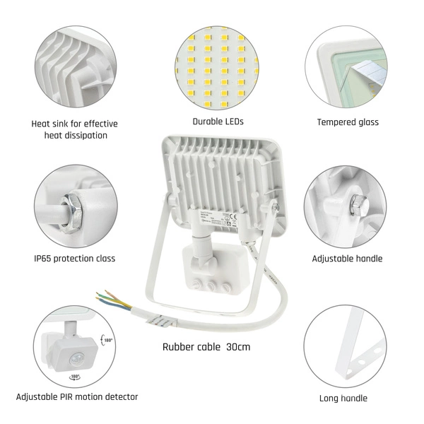 NOCTIS LUX 2 SMD 230V 20W IP44 NW WHITE WITH SENSOR
