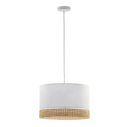 Lampa wisząca rattanowa do jadalni PAGLIA WHITE szer. 38cm | biały 6533