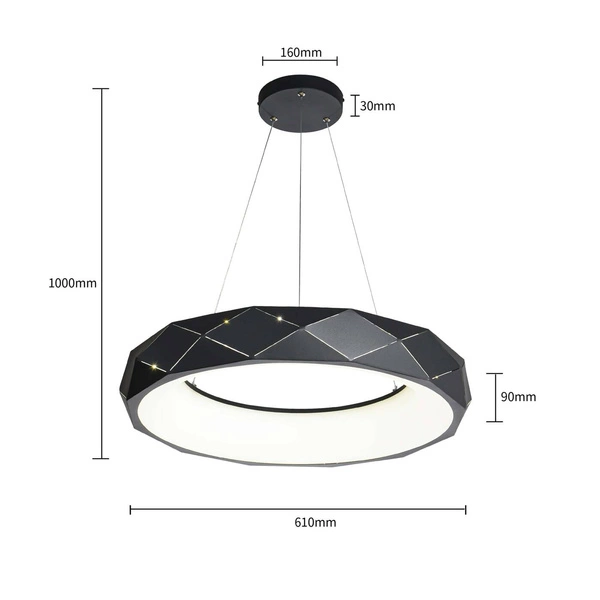 Lampa wisząca REUS LED czarna 60cm