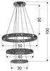 Lampa wisząca LORDS, 3 okręgi z kryształkami, 33-63090, chrom, 48W LED, RGB z pilotem