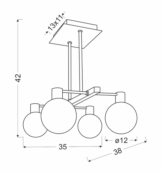 Lampa wisząca MALDUS, 34-01467, chrom/biały, 4x40W G9