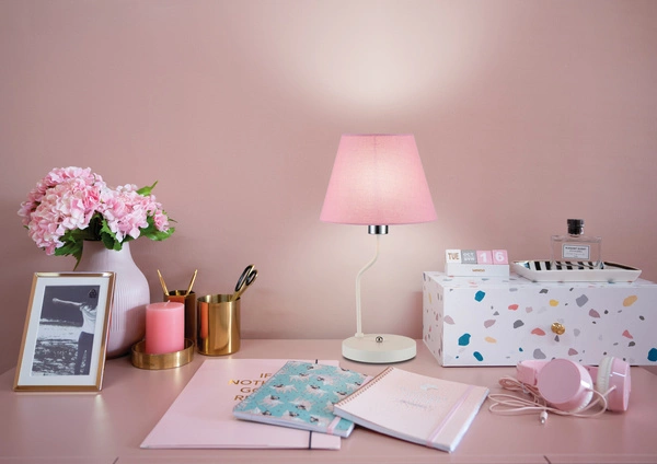 Lampa stołowa YORK LEDEA, 50501100, biały/różowy, 1x60W E14