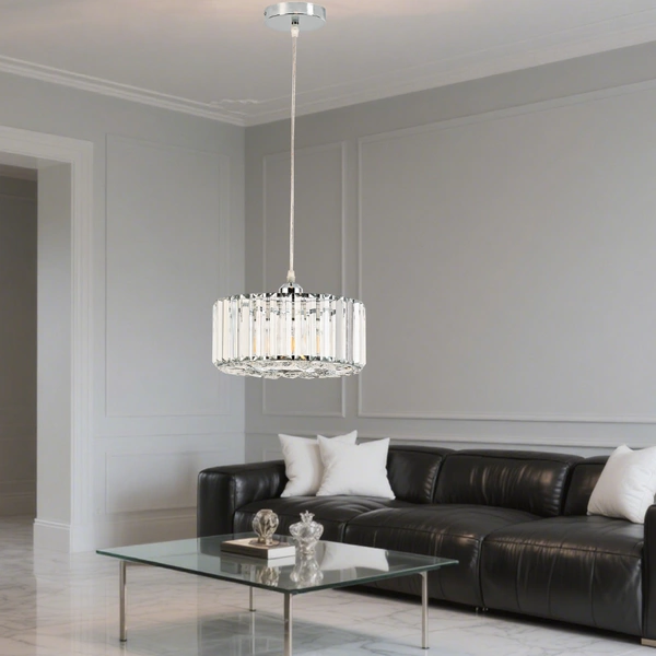 Okrągła lampa wisząca Vetro chrom 1xE27