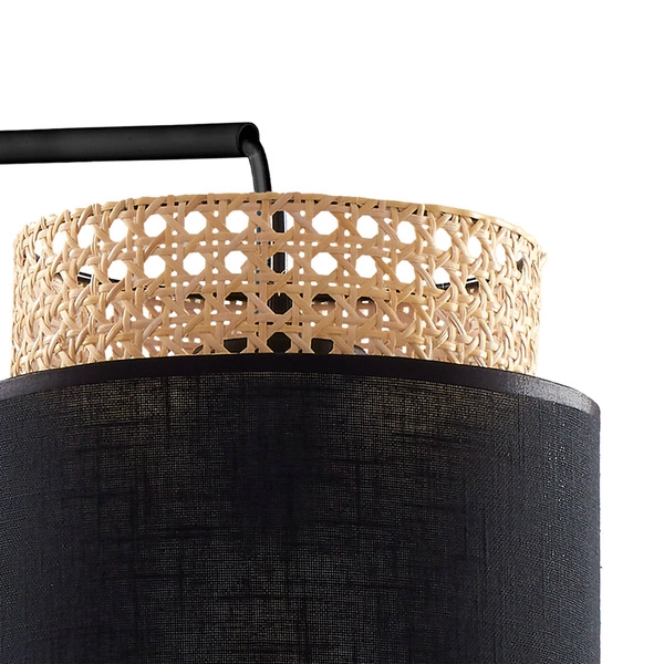 Lampa ścienna rattanowa abażur BOHO BLACK wys. 35cm | czarny 6550