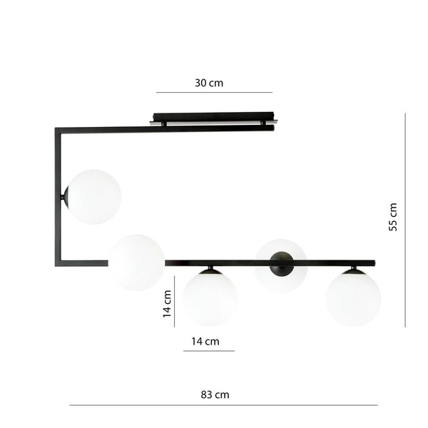 Lampa sufitowa Emibig SOMA 5 BL OPAL 1291/5
