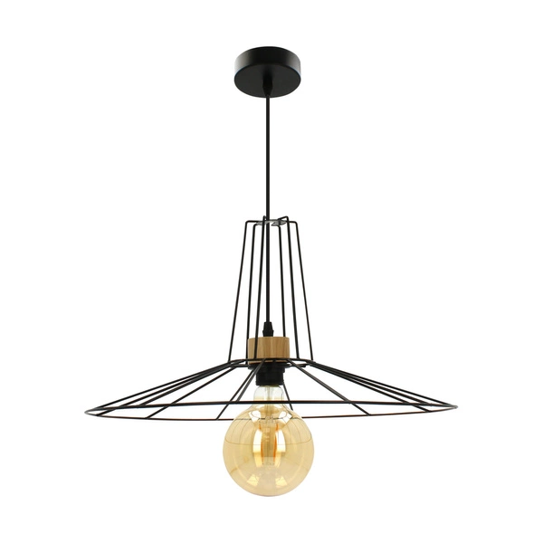 Lampa wisząca Ferro 1xE27 Max.60W Dąb olejowany/Czarny metal/Czarny kabel PVC 1010421231020