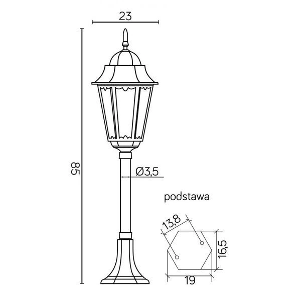 Lampa stojąca masztowa zewnętrzna 85cm Retro Classic II K 5002/3 H | czarny