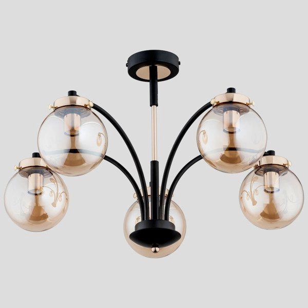 Lampa sufitowa ALFA VIOLA CZARNO-ZŁOTA 5xE14 60cm | 25545