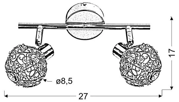 Nowoczesna lampa sufitowa/ścienna COLLAR listwa 92-13644 chrom 2xG9