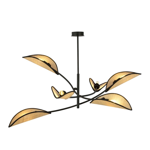 Lampa sufitowa Emibig LOTUS 6 Czarny/RATTAN 1108/6
