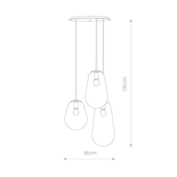 Lampa wisząca PEAR III wys. 130cm 3xE27 | złoty/transparentny 7794