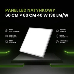 Panel LED natynkowy 60x60 40W biały PL-C05 130lm/W 4000K barwa neutralna