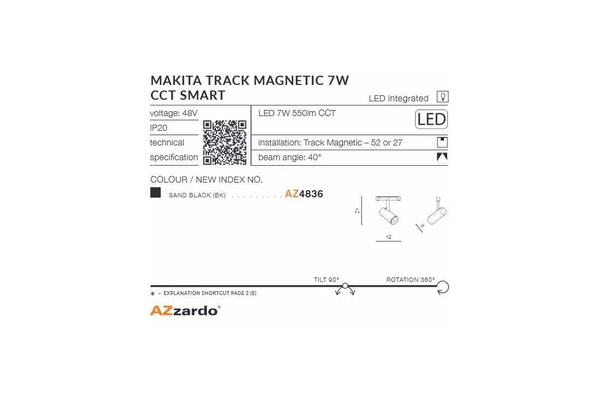 Azzardo ALFA MAKITA TRACK MAGNETIC 7W CCT BLUETOOTH WH 4837