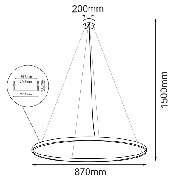 Lampa wisząca Agari 87 - Czarna (870 mm) 4000K 5332 Antigo